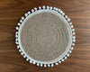 Hand-Braided Jute Placemats with Pom-Pom Trim – Round, Natural (Set of 4/6)