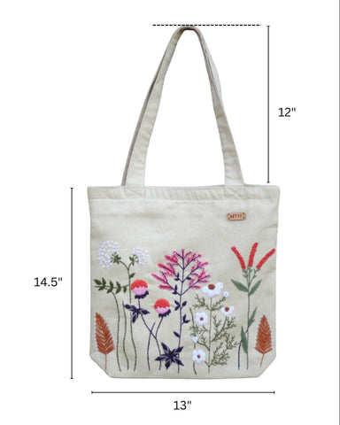 Colors in Nature Floral Tote | Waterproof Zip + 2 Pouches Set - ETTYL