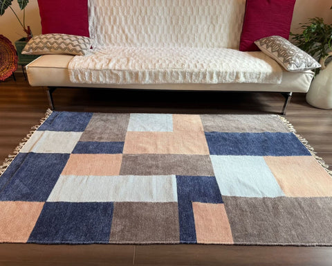 Artisan Handloomed Chenille Rug – Vegan, Reversible & Foldable