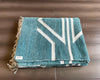 Geometric Chenille Rug – Teal & White, Handloomed – 3x5 & 4x6