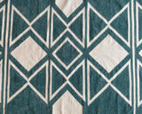 Geometric Chenille Rug – Teal & White, Handloomed – 3x5 & 4x6