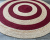 Round Jute Rug – Red & Natural Striped Handwoven Boho Mat