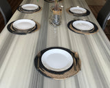Hand-Braided Jute Placemats – Spiral Design, Natural & Black (Set of 4/6)