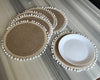 Hand-Braided Jute Placemats with Pom-Pom Trim – Round, Natural (Set of 4/6)