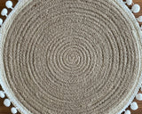 Hand-Braided Jute Placemats with Pom-Pom Trim – Round, Natural (Set of 4/6)