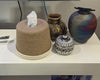 Handcrafted Round Jute Tissue Box Cover with Cream Accent - ETTYL