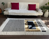 Handloom Chenille Area Rug – Modern Abstract Neutral Rug | Ethical Artisan-Made Floor Decor - ETTYL