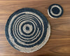 Hand-Braided Jute Placemats – Spiral Design, Natural & Black (Set of 4/6)