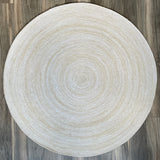 Reversible Round Jute Rug – Boho Tribal Pattern & Natural Beige