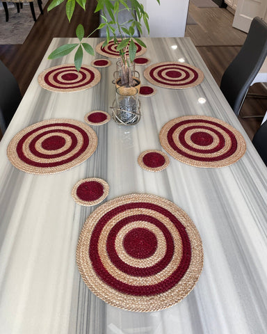Reversible Hand-Braided Jute Placemats – Natural & Burgundy (Set of 4/6) - ETTYL