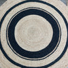 Round Jute Rug with Black Tassels – Handwoven Boho Floor Mat