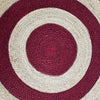 Round Jute Rug – Red & Natural Striped Handwoven Boho Mat