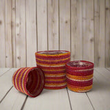 Set of 3 Colorful Hand-Braided Jute Planters – Eco-Friendly Decor - ETTYL