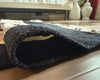 Handloomed Boho Chenille Rug – Black Beige Geometric Floor Decor - ETTYL