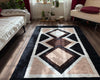 Handloomed Boho Chenille Rug – Black Beige Geometric Floor Decor - ETTYL