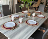 Reversible Hand-Braided Jute Placemats – Natural & Burgundy (Set of 4/6)