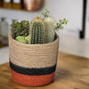 Set of 3 Jute Planters – Beige, Black & Terracotta Color-Block Design