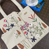 Colors in Nature Floral Tote | Waterproof Zip + 2 Pouches Set - ETTYL