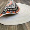 Reversible Round Jute Rug – Boho Tribal Pattern & Natural Beige